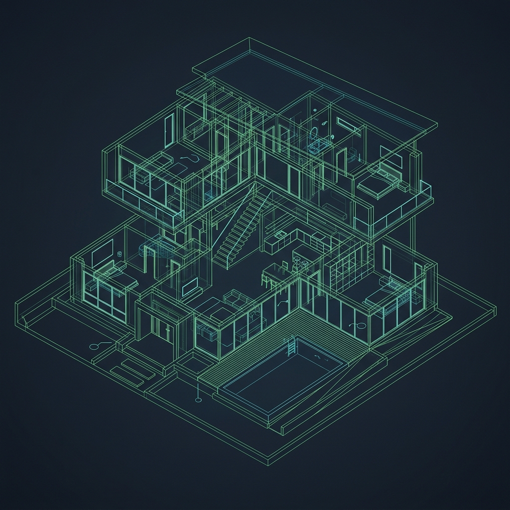 Architectural Blueprint Wireframe